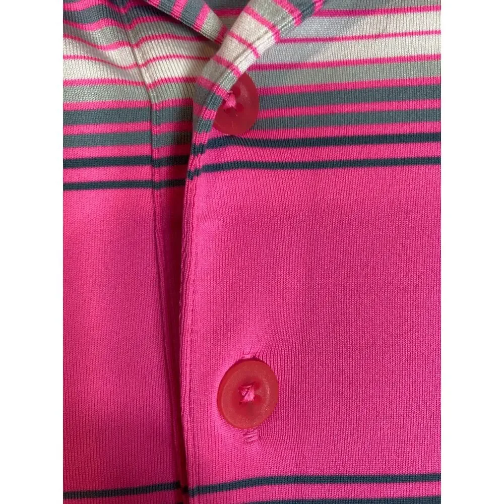 Nike Golf Tour Performance Dri-Fit Pink Striped Short Sleeve Polo Shirt‎ Men's M